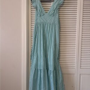 Skies Are Blue green Striped Maxi Dress